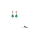 Exquisite Pear Cut Natural Emerald Dangle Earrings with Diamond Halo for Special Occasions