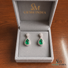 Exquisite Pear Cut Natural Emerald Dangle Earrings with Diamond Halo for Special Occasions