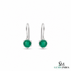 1.50 carat Real Emerald and Diamond Dangle Earrings in 14K Gold Minimalist Leverback Design