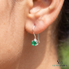 1.50 carat Real Emerald and Diamond Dangle Earrings in 14K Gold Minimalist Leverback Design