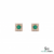 Square shape Natural Emerald Halo Studs with Diamond Accents – Fine Gold Earrings