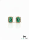 4.40 carat Timeless Green Gem Elegance Emerald Cut Green Emerald Halo Stud Earrings