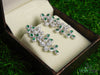2.50 Teardrop Natural Emerald Diamond Flower Dangle Earrings Elegant Statement Design
