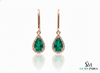 Luxurious 6 carat Pear shape Natural Emerald and Diamond Teardrop DangleEarrings in 14K Gold