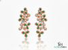 2.50 Teardrop Natural Emerald Diamond Flower Dangle Earrings Elegant Statement Design