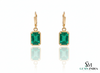 5.20 Carats Emerald cut Natural Emerald Solitaire Dangle Earrings 14k Gold Women Dangle Earrings