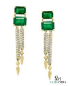 4.30 carat Emerald cut Emerald Natural Emerald And Diamond Dangle Earrings in 14k Gold