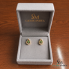 Teardrop Stud Earrings with Round Natural Emerald Cluster & Diamonds in Gold Unique Gift for her