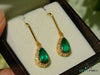 Luxurious 6 carat Pear shape Natural Emerald and Diamond Teardrop DangleEarrings in 14K Gold