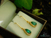 Luxurious 6 carat Pear shape Natural Emerald and Diamond Teardrop DangleEarrings in 14K Gold