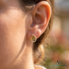 Teardrop Stud Earrings with Round Natural Emerald Cluster & Diamonds in Gold Unique Gift for her