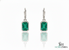 5.20 Carats Emerald cut Natural Emerald Solitaire Dangle Earrings 14k Gold Women Dangle Earrings