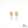 Teardrop Stud Earrings with Round Natural Emerald Cluster & Diamonds in Gold Unique Gift for her