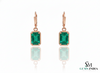 5.20 Carats Emerald cut Natural Emerald Solitaire Dangle Earrings 14k Gold Women Dangle Earrings