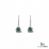 Heart shape Natural Emerald Halo Drop Earrings in 14k Gold Fine Diamond Dangles