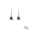 Heart shape Natural Emerald Halo Drop Earrings in 14k Gold Fine Diamond Dangles