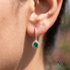 Heart shape Natural Emerald Halo Drop Earrings in 14k Gold Fine Diamond Dangles