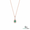 4.50 carat Natural Emerald Drop Pendant Infinity Loop Design with Diamond Halo Timeless Gold Necklace Gift