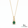 1.30 carat Infinity Teardrop Natural Emerald Pendant with Diamond Accents in 14K gold