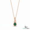 1.30 carat Infinity Teardrop Natural Emerald Pendant with Diamond Accents in 14K gold