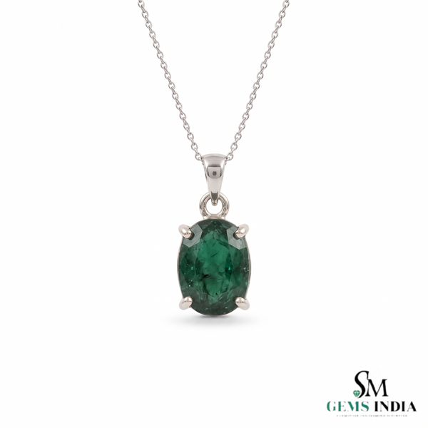 10.40 Carat Natural Emerald Pendant: 14k Gold Cushion Cut Gemstone