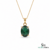 10.40 Carat Natural Emerald Pendant: 14k Gold Cushion Cut Gemstone