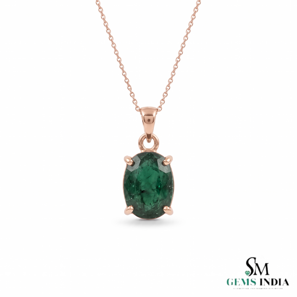 10.40 Carat Natural Emerald Pendant: 14k Gold Cushion Cut Gemstone