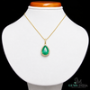 5.90 carat Teardrop natural Emerald Pendant with Diamond Halo Fine Gold Jewelry