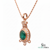 9.50 carat Royal Green Natural Emerald Necklace Diamond Accent Oval Pendant in 14k Gold