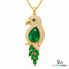 4.50 carat Green Pear Emerald Parrot Pendant Dazzling Gold Pendant for Elegant Style