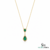 4 carat Double Pear Emerald and Diamond Halo Pendant in 14K Gold Gift for her