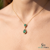 4 carat Double Pear Emerald and Diamond Halo Pendant in 14K Gold Gift for her