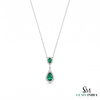 4 carat Double Pear Emerald and Diamond Halo Pendant in 14K Gold Gift for her