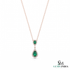 4 carat Double Pear Emerald and Diamond Halo Pendant in 14K Gold Gift for her