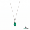 2.80 carat Elegant Oval Emerald and Diamond Pendant may Birthstone Necklace