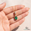2.80 carat Elegant Oval Emerald and Diamond Pendant may Birthstone Necklace