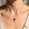 Elegant Emerald and Diamond Faith Cross Pendant for Women Symbolic Fine Jewelry Gift