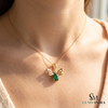 Oval Natural Emerald Angel Pendant in 14K Gold Green Gemstone Fairy Wing May Birthstone Gift for Her