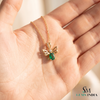 Oval Natural Emerald Angel Pendant in 14K Gold Green Gemstone Fairy Wing May Birthstone Gift for Her
