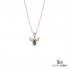 Oval Natural Emerald Angel Pendant in 14K Gold Green Gemstone Fairy Wing May Birthstone Gift for Her