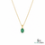 Oval shape Natural Emerald Pendant Necklace in 14k Solid Gold May Birthstone