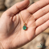 Oval shape Natural Emerald Pendant Necklace in 14k Solid Gold May Birthstone