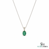 Oval shape Natural Emerald Pendant Necklace in 14k Solid Gold May Birthstone