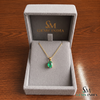 Oval shape Natural Emerald Pendant Necklace in 14k Solid Gold May Birthstone