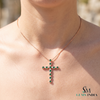 2.80 carat 14k Solid Gold Cross Pendant Round Natural Emerald Faith Jewelry Gift