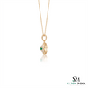 Round Natural Emerald Blossom Pendant Necklace in Gold Elegant Floral Design Jewelry Gift