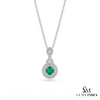 Eternal Round Natural Emerald Circle Pendant Double Halo Gold Pendant