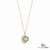 Round Natural Emerald and Diamond Spiral Flower Pendant in 18K Gold