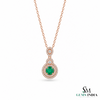 Eternal Round Natural Emerald Circle Pendant Double Halo Gold Pendant