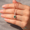 Eternal Round Natural Emerald Circle Pendant Double Halo Gold Pendant
